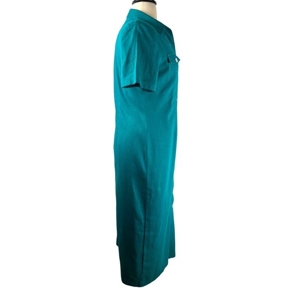 VTG 90's Robbie Bee Linen Blend Maxi Shell Button Front Dress, Women's Size 16 - Picture 4 of 16